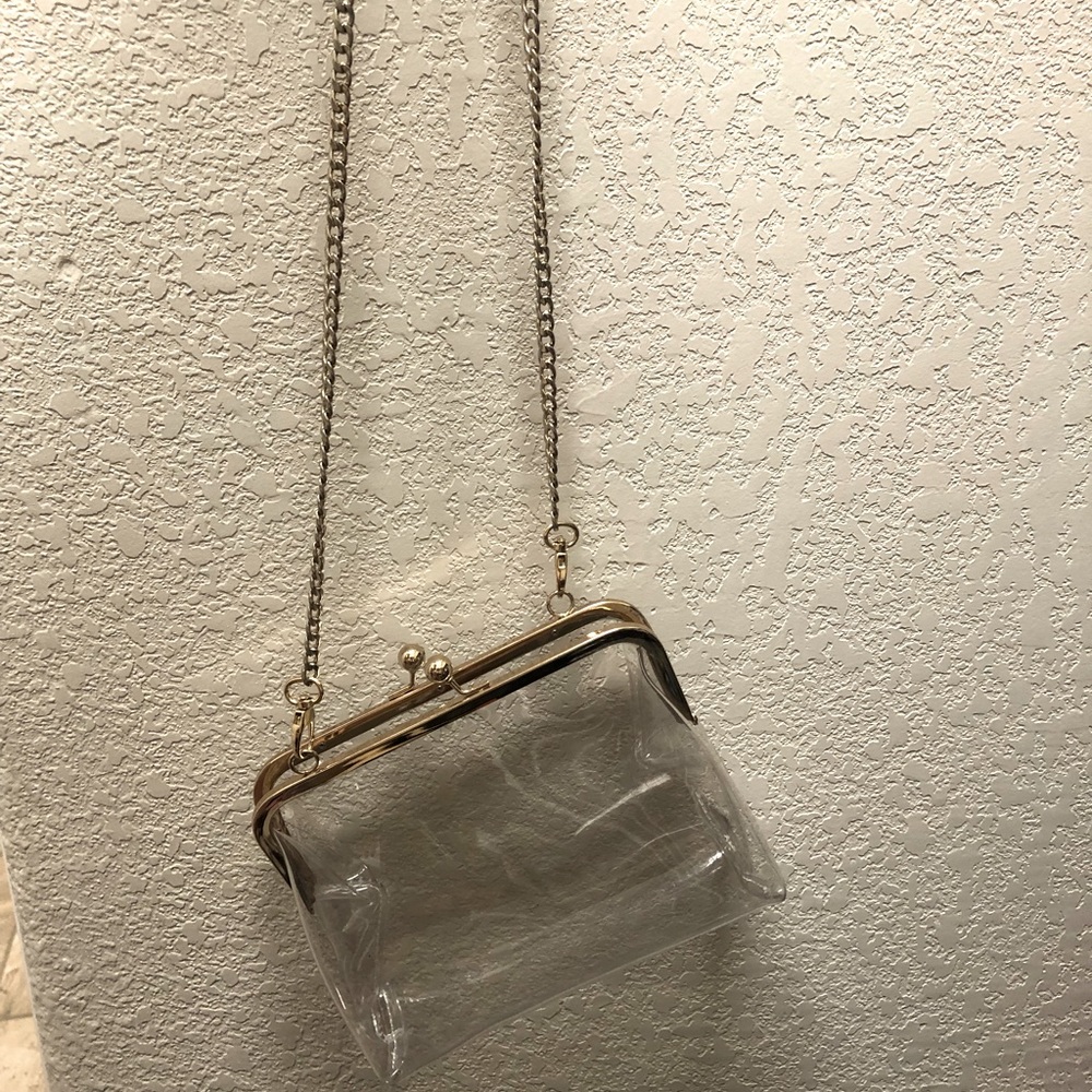 Clear bag with gold chain